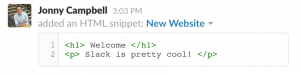 Code Snippet from Slack